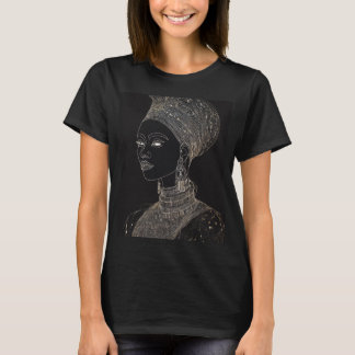 "Regal Majesty: Abstract Line Drawing Black Queen T-Shirt