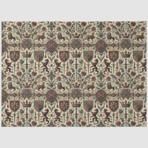 Regal Mediaeval Heraldic Pattern Tissue Paper