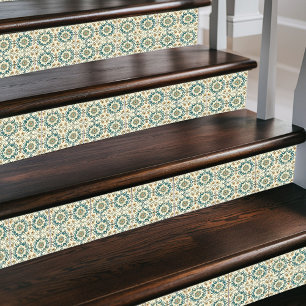 Regal Moroccan Medallion Mediterranean Teal & Gold Ceramic Tile