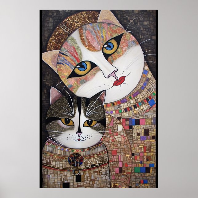 Regal Mosaic Feline Gaze Poster (Front)