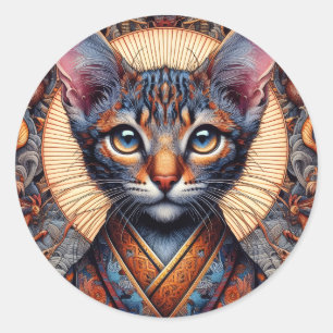 Regal Mythic ornate fantasy feline  Classic Round Sticker
