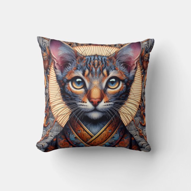 Regal Mythic ornate fantasy feline  Cushion (Front)