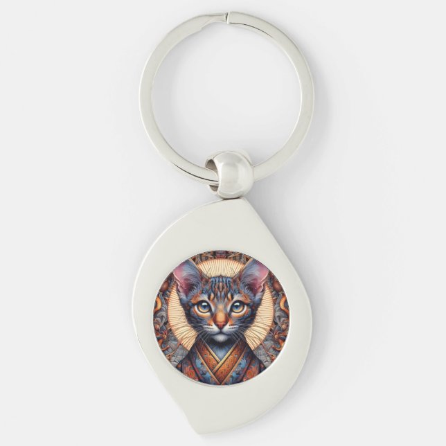 Regal Mythic ornate fantasy feline Planner Key Ring (Front)