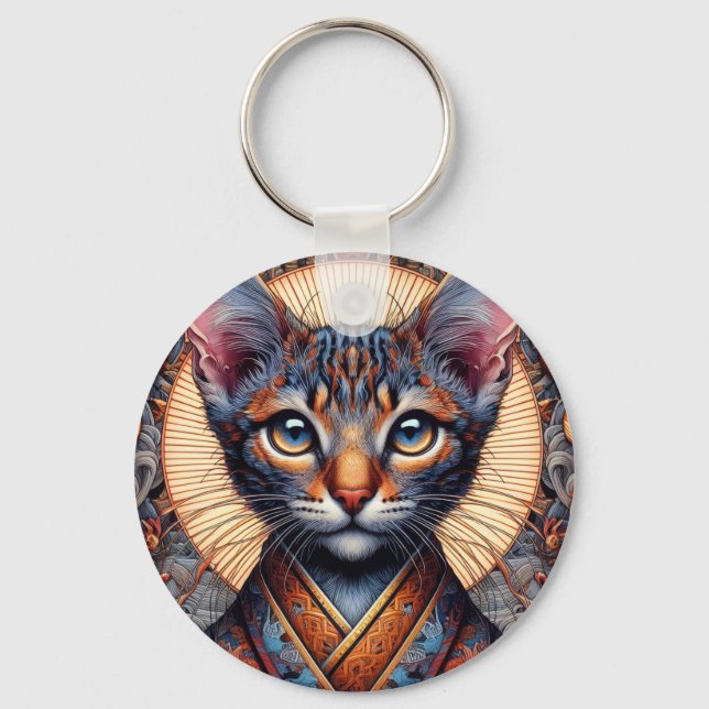 Regal Mythic ornate fantasy feline Planner Key Ring (Front)
