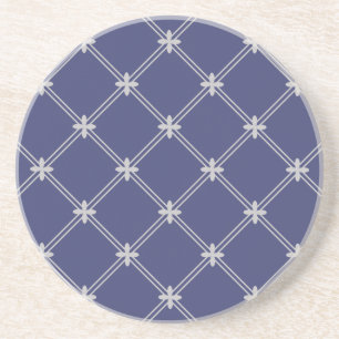 Regal Navy Blue and Silver Pattern Coaster