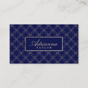 Regal Navy & Gold Circle Geometric Pattern Minimal Business Card