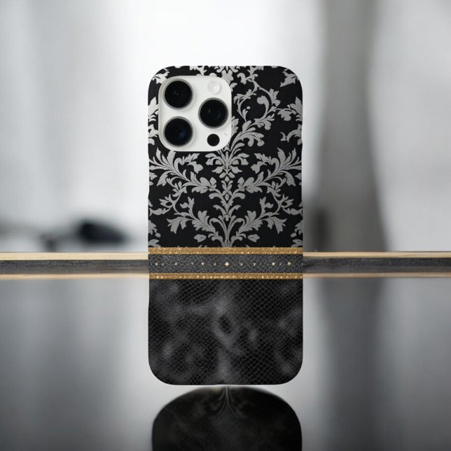 Regal Noir & Gold Damask Case-Mate iPhone Case (Creator Uploaded)