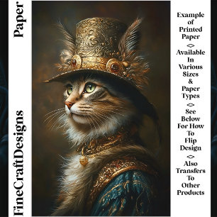 Regal Opulent Steampunk Cat CS3 Craft Paper