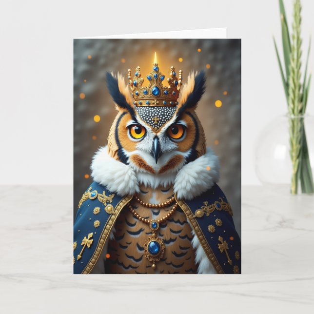 Regal Owl Birthday Card (Front)