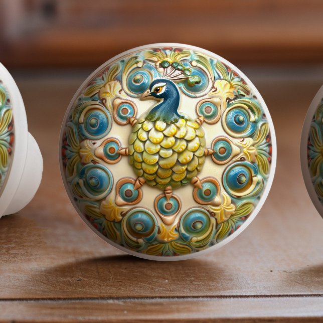 Regal Peacock Elegance Ceramic Knob Pull (Creator Uploaded)