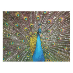 Regal Peacock with Teal Blue and Gold Plumage Tablecloth
