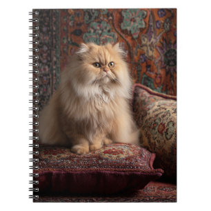 Regal Persian Cat on Ornate Cushion Notebook