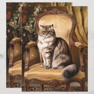 Regal Persian Cat Vintage Art Scrapbook Paper