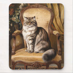 Regal Persian Cat Vintage Style Painting Mouse Pad