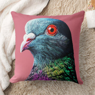 Regal Pigeon Majesty Vivid Realistic Bird Portrait Cushion