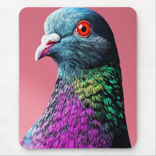 Regal Pigeon Majesty Vivid Realistic Bird Portrait Mouse Pad