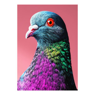 Regal Pigeon Majesty Vivid Realistic Bird Portrait Photo Print