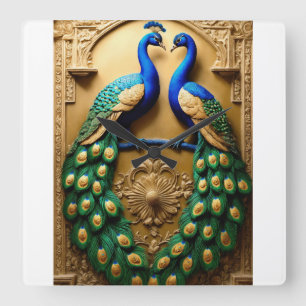 Regal Plumage: Peacock Design Wall Clock - Time in