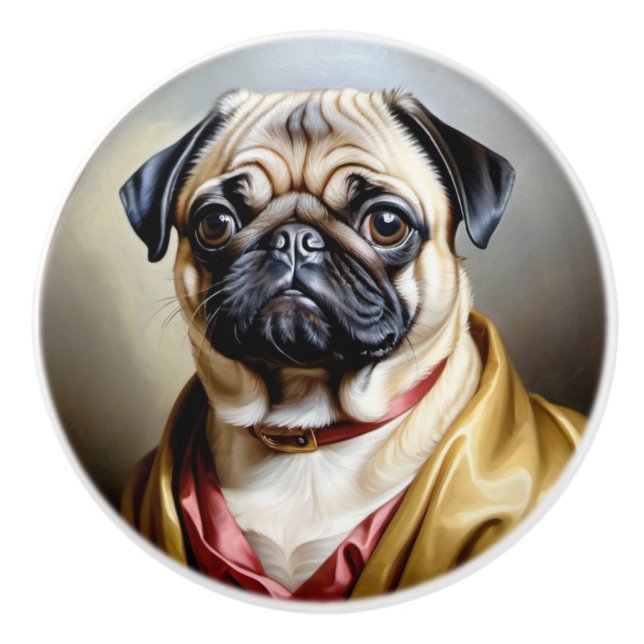 Regal Pug Ceramic Knob (Front)