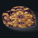 Regal Purple and Gold Floral Heart Paperweight<br><div class="desc">Regal Purple and Gold Floral Heart Paperweight</div>