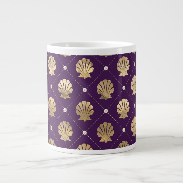 Regal Purple and Gold Shell Jumbo Mug (Front)