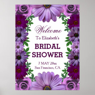 Regal Purple Floral Bridal Shower Poster