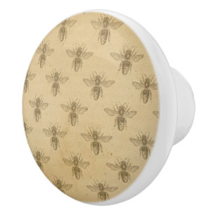Regal Queen Bee on Vintage Paper Ceramic Pull