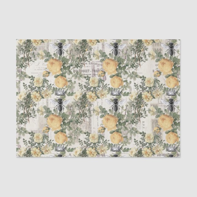 Regal Queen Bee W/Yellow Roses On Fench Paper  (Front)