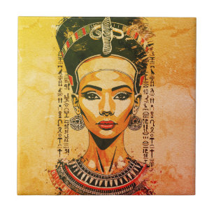 Regal Queen of Egypt – Modern Neo-Pharaoh Art Ceramic Tile