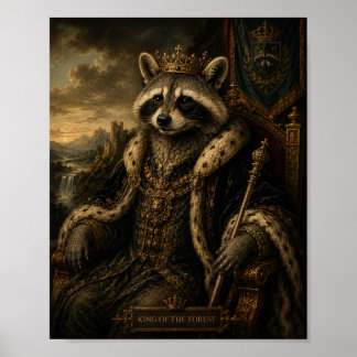 Regal Racoon Shirt, King Of The Forest Poster