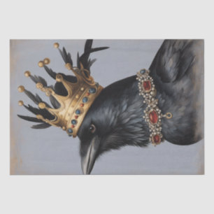Regal Raven: Profile in Crown Decoupage Paper