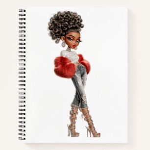 Regal Red Glam Girl Spiral Notebook