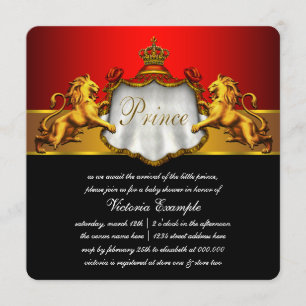 Regal Red Prince Baby Shower Invitation