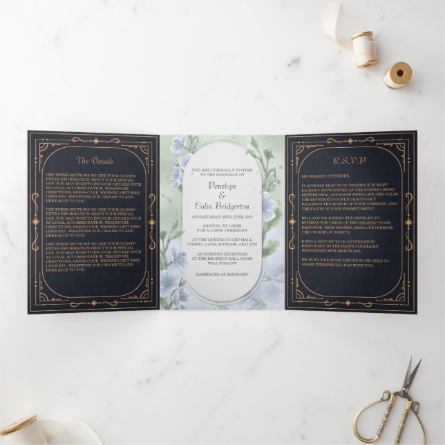 Regal Regency Tri-fold Wedding Invitation (Inside)
