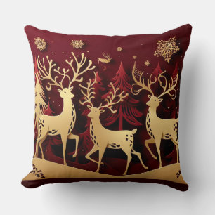 Regal Reindeer Ensemble – Paper-Cut Forest Cushion