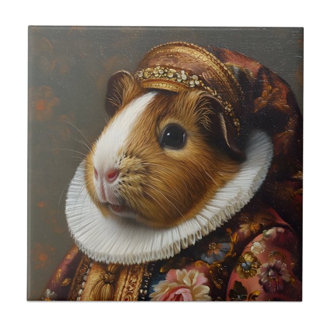 Regal Renaissance Guinea Pig Portrait Ceramic Tile (Front)