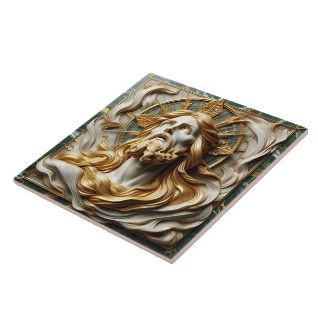 Regal Reverence Jesus In Gold Ceramic Tile (Side)