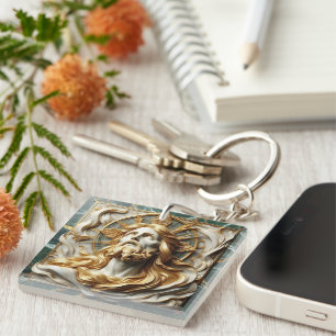 Regal Reverence Jesus In Gold Key Ring