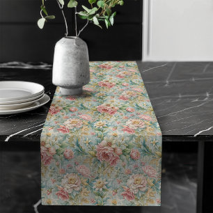Regal Rococo Graceful Botanical Designs Long Table Runner