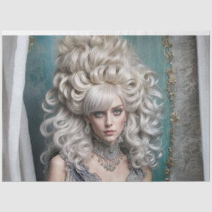 Regal Rococo Lady Decoupage Vintage French Tissue Paper