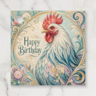 Regal Rooster Birthday Flourish Favour Tags