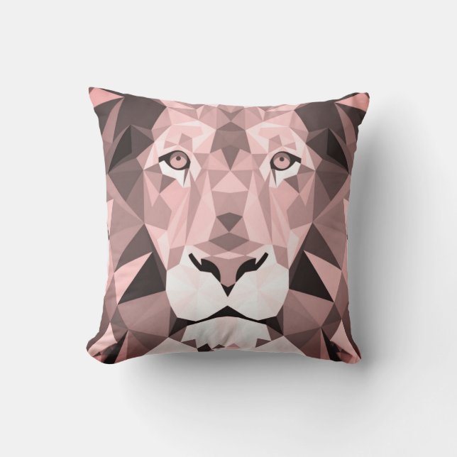 Regal Rose Geometric  Lion Head Cushion (Front)