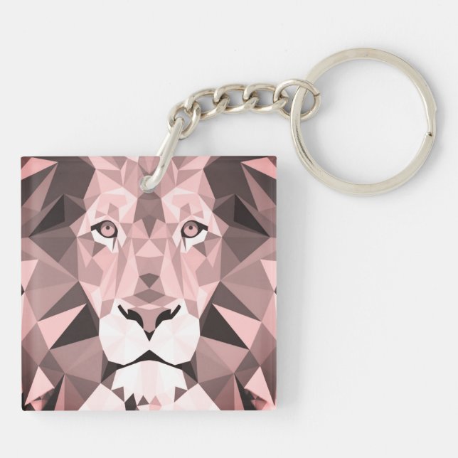 Regal Rose Geometric  Lion Head Key Ring (Back)