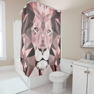 Regal Rose Geometric Lion Head Shower Curtain