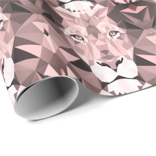 Regal Rose Geometric Lion Head Wrapping Paper