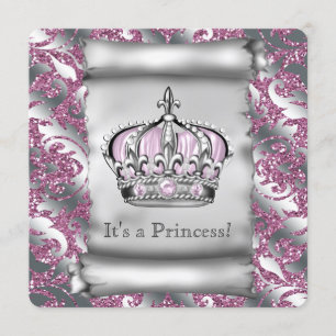Regal Royal Pink Princess Baby Shower Invitation