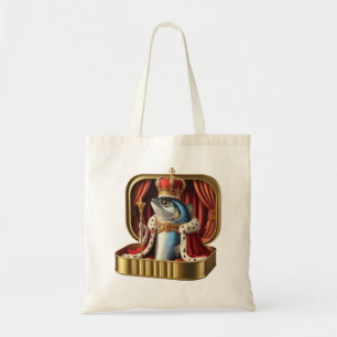 Regal Sardine King Crowned Ocean Humour Tote Bag