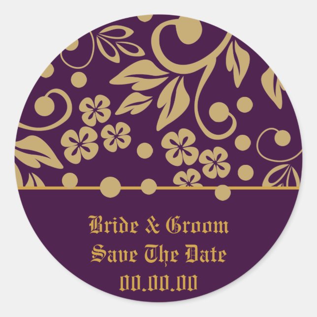 Regal Save The Date Wedding Stickers (Front)