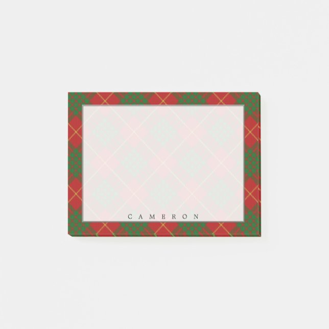 Regal Scottish Clan Cameron Tartan Post-it Notes (Front)