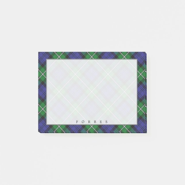 Regal Scottish Clan Forbes Tartan Post-it Notes (Front)